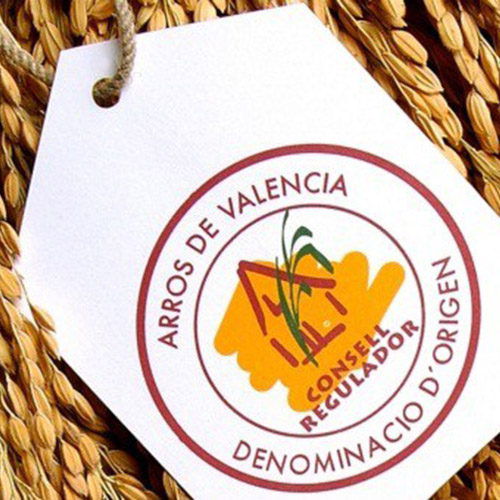 Riz pour la Paella A.O.C. de Valence etiquette logo sur le riz